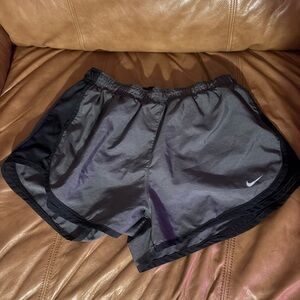 Nike Women's Gray and Black Athletic Shorts